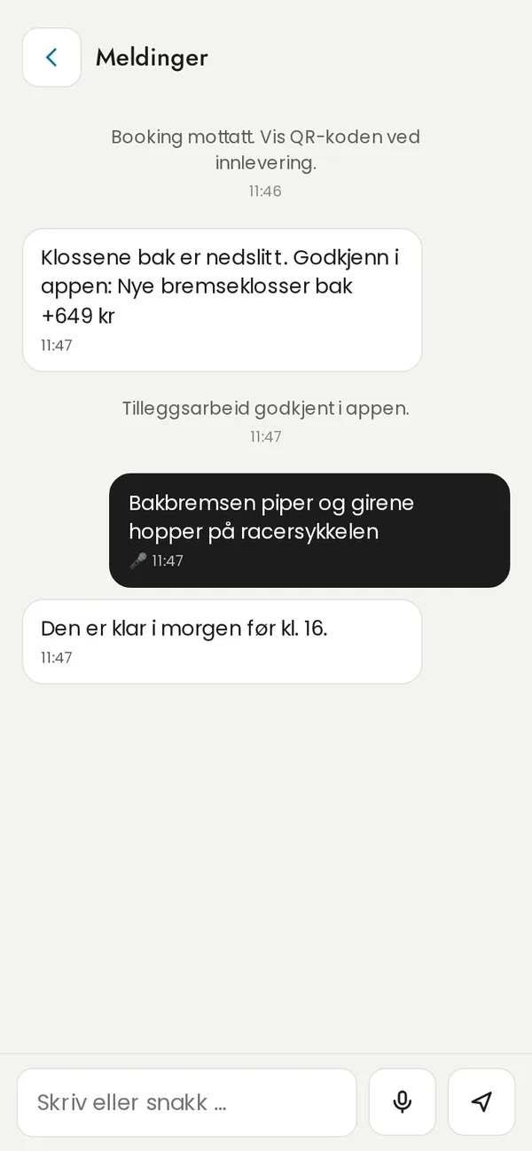Chat med verkstedet